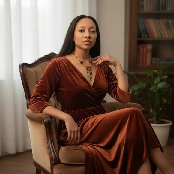 Elegant Gold and Rust Women's Necklace - Picture 5 of 5